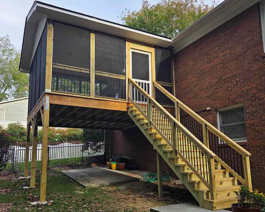 Screened-in porch after reconstruction